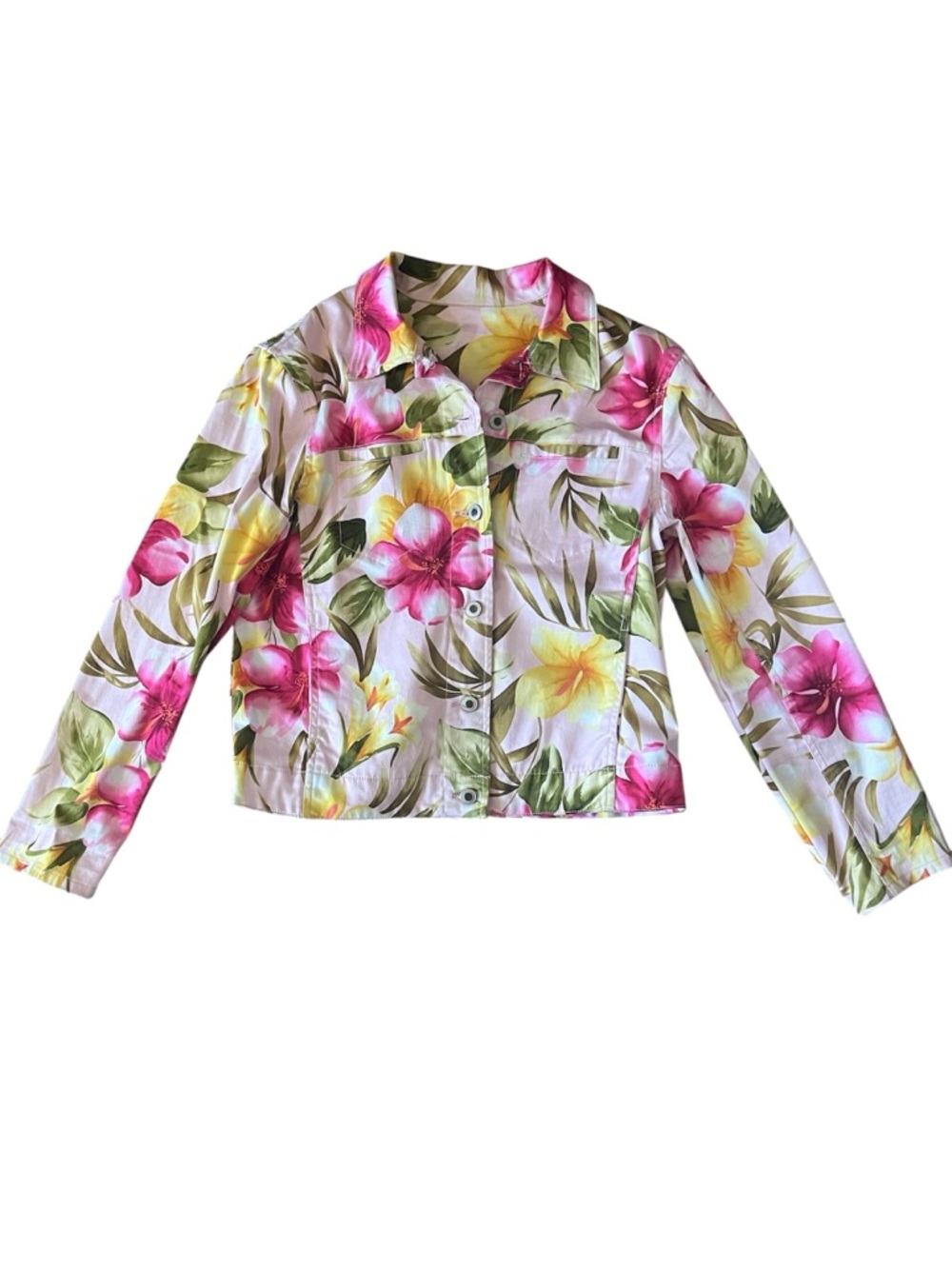Caribbean Joe Floral Crop Jacket Size M - Picture 2 of 4
